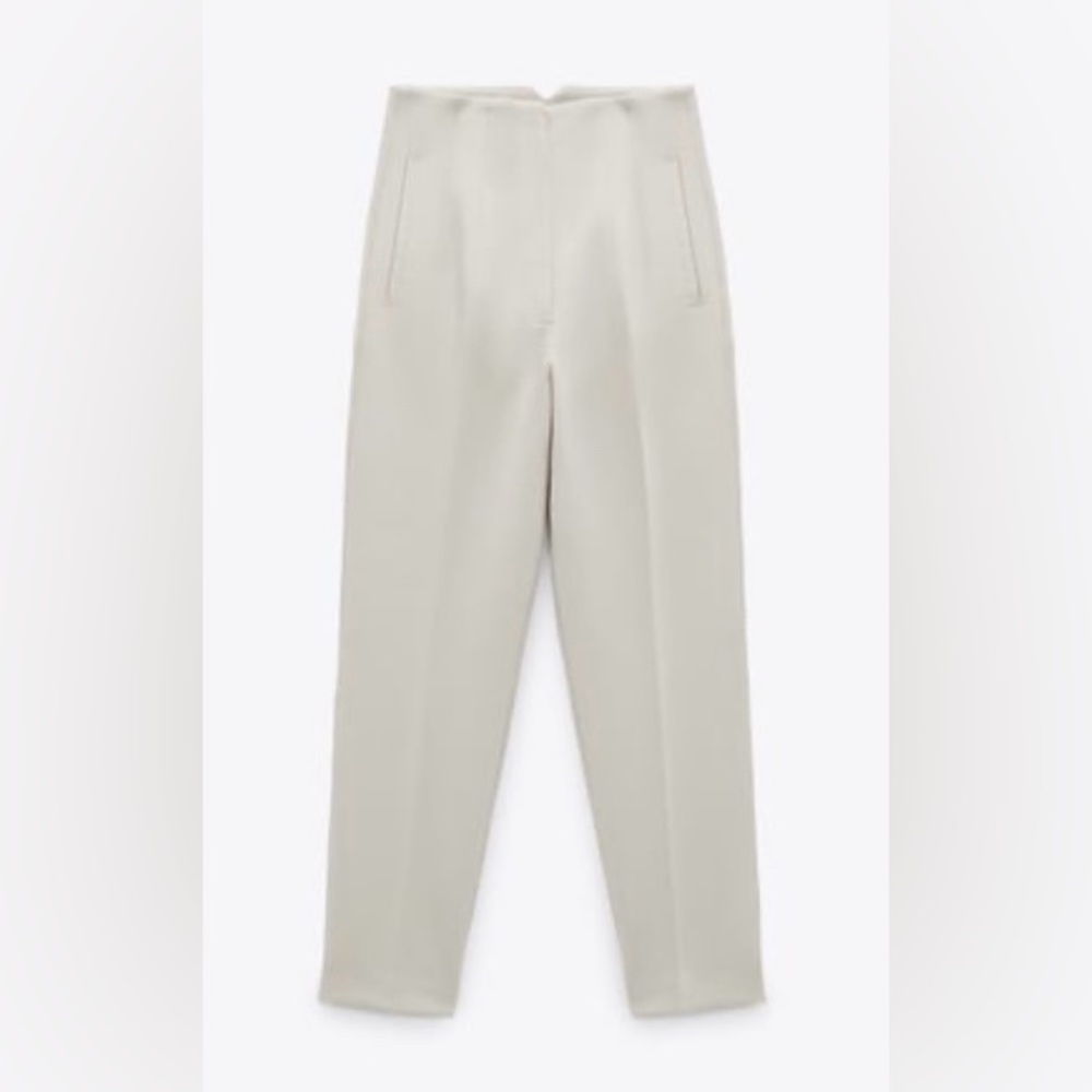 High Waisted Ankle Cropped Pants w/Pockets-Med-Oyster White-EXCELLENT CONDITION!